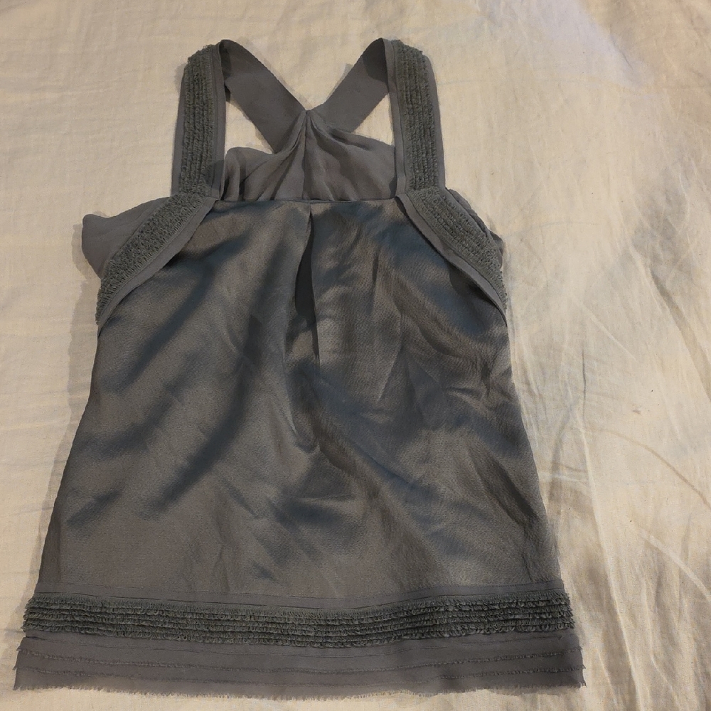 Juicy Couture Hammered Gray Silk Cross-Back Chiffon Camisole